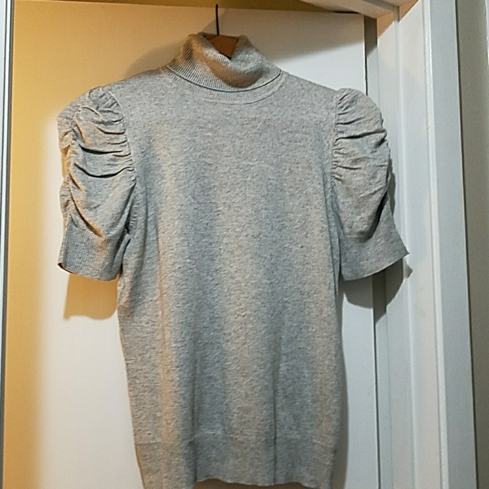 Gray ss turtleneck silk/cashmere